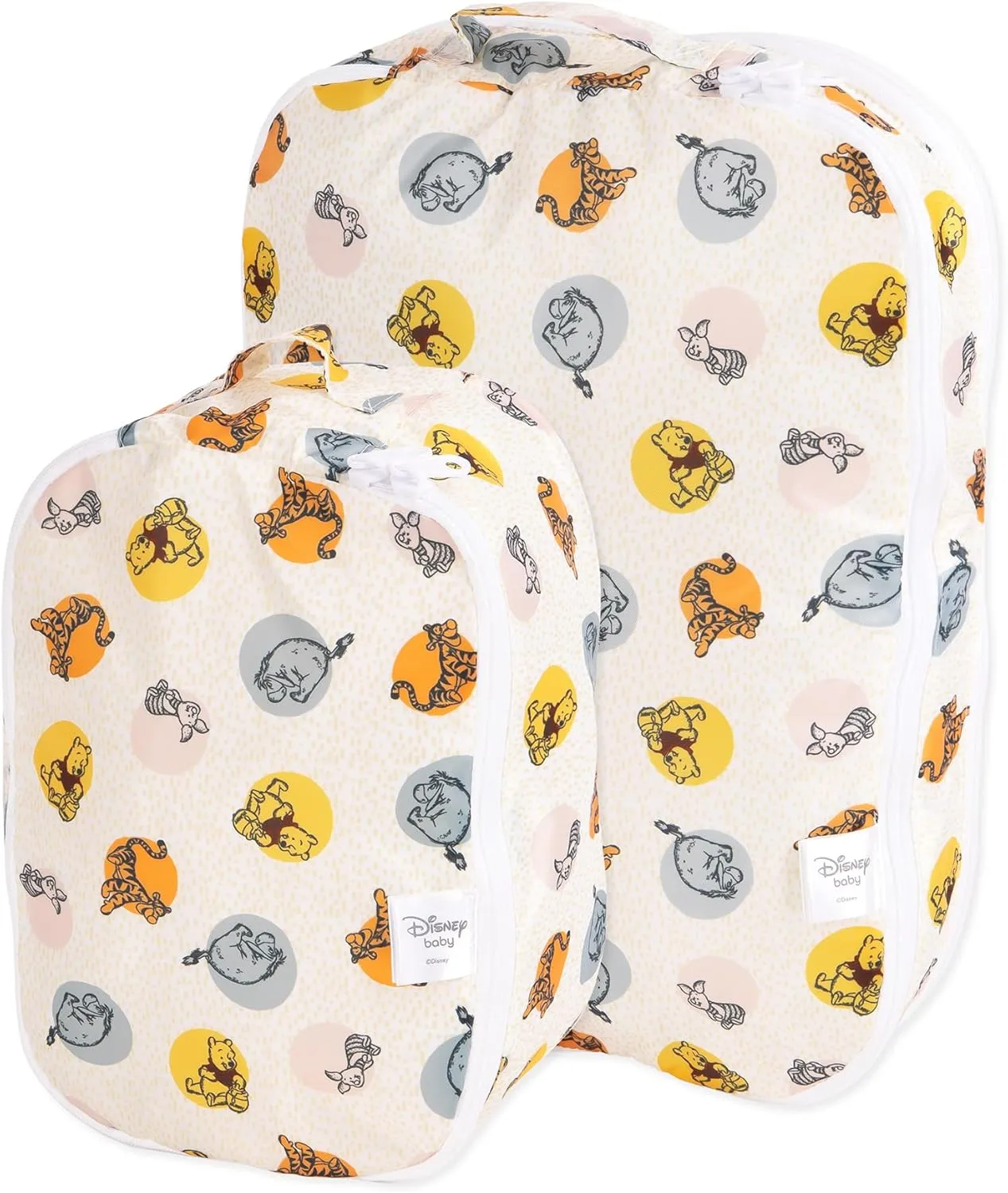Bumkins Disney Packing Cubes for Travel Bag, Organize Luggage with Compression Bags, Essential Traveling Accessories, Pack Carry On Suitcase for Clothes or Toiletries, Set of 2 Sizes, Winnie the Pooh