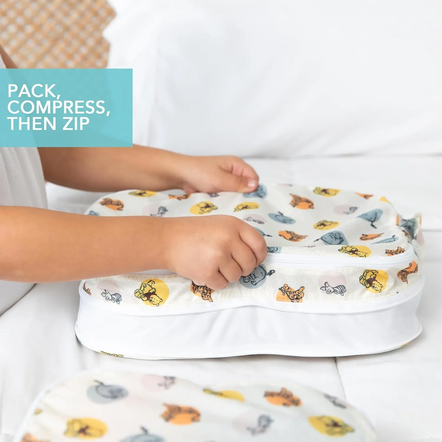 Bumkins Disney Packing Cubes for Travel Bag, Organize Luggage with Compression Bags, Essential Traveling Accessories, Pack Carry On Suitcase for Clothes or Toiletries, Set of 2 Sizes, Winnie the Pooh
