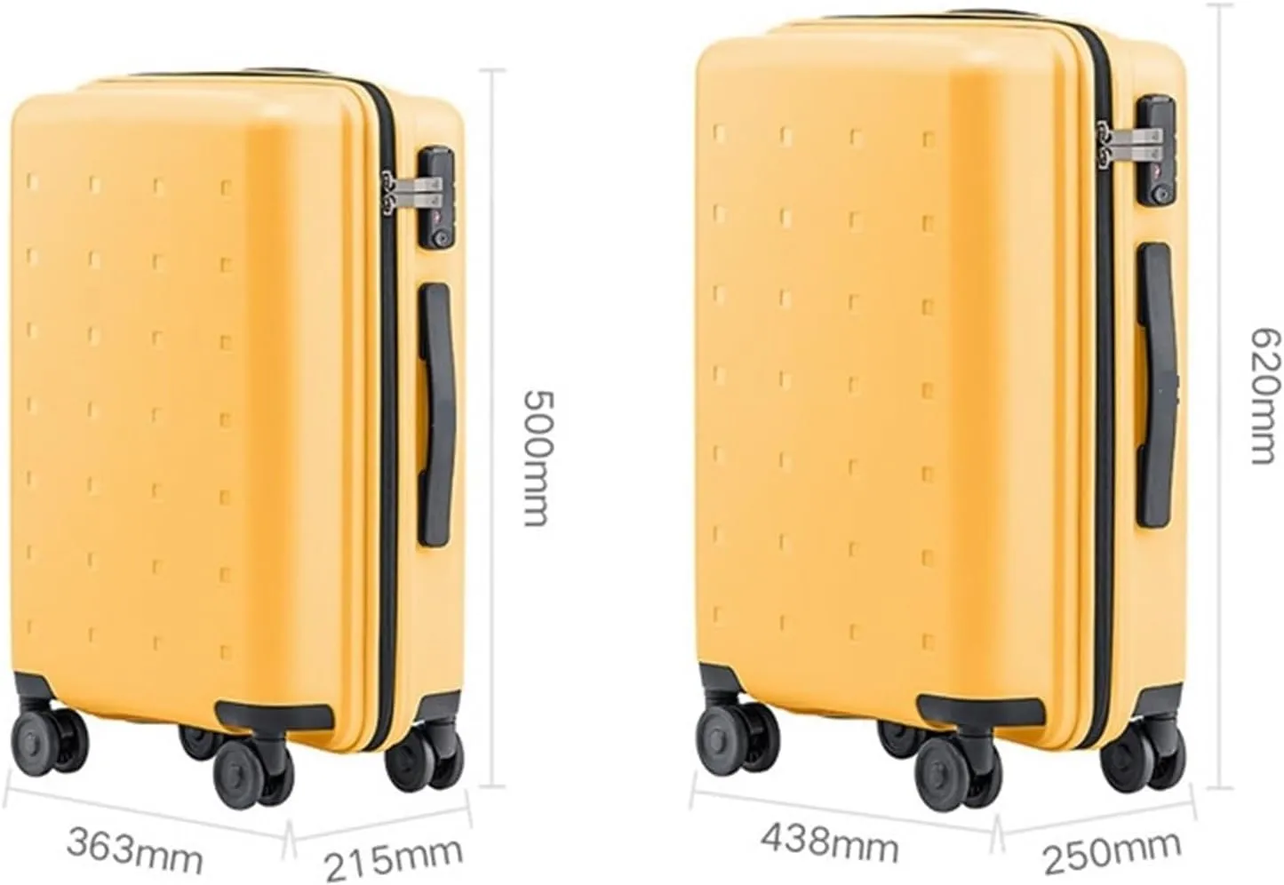 Cabin Luggage Hardside Rugged Travel Suitcase Luggage with 8 Spinner Wheels, Customs Code Lock Travel Bag