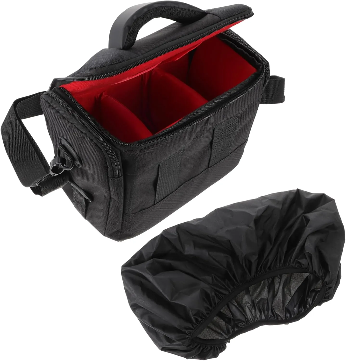 Camera Bag for DSLR Shockproof Padded Lens Case with Multiple Pockets Durable Accessory for Photographers Includes Rain Cover for Added Protection