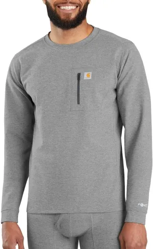 Carhartt Men's Force Heavyweight Thermal Base Layer Long Sleeve Pocket Shirt, Shadow Heather, Medium