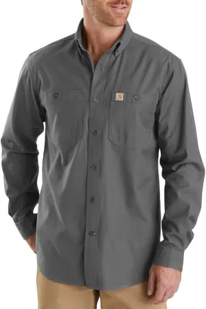 Carhartt Men's Rugged Flex Rigby Long Sleeve Work Shirt (Regular and Big & Tall Sizes), Gravel, Medium