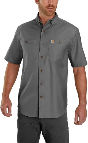Carhartt mens Rugged Flex Rigby Short Sleeve (Big & Tall) Work Utility Button Down Shirt, 039-gravel, X-Large Big Tall US