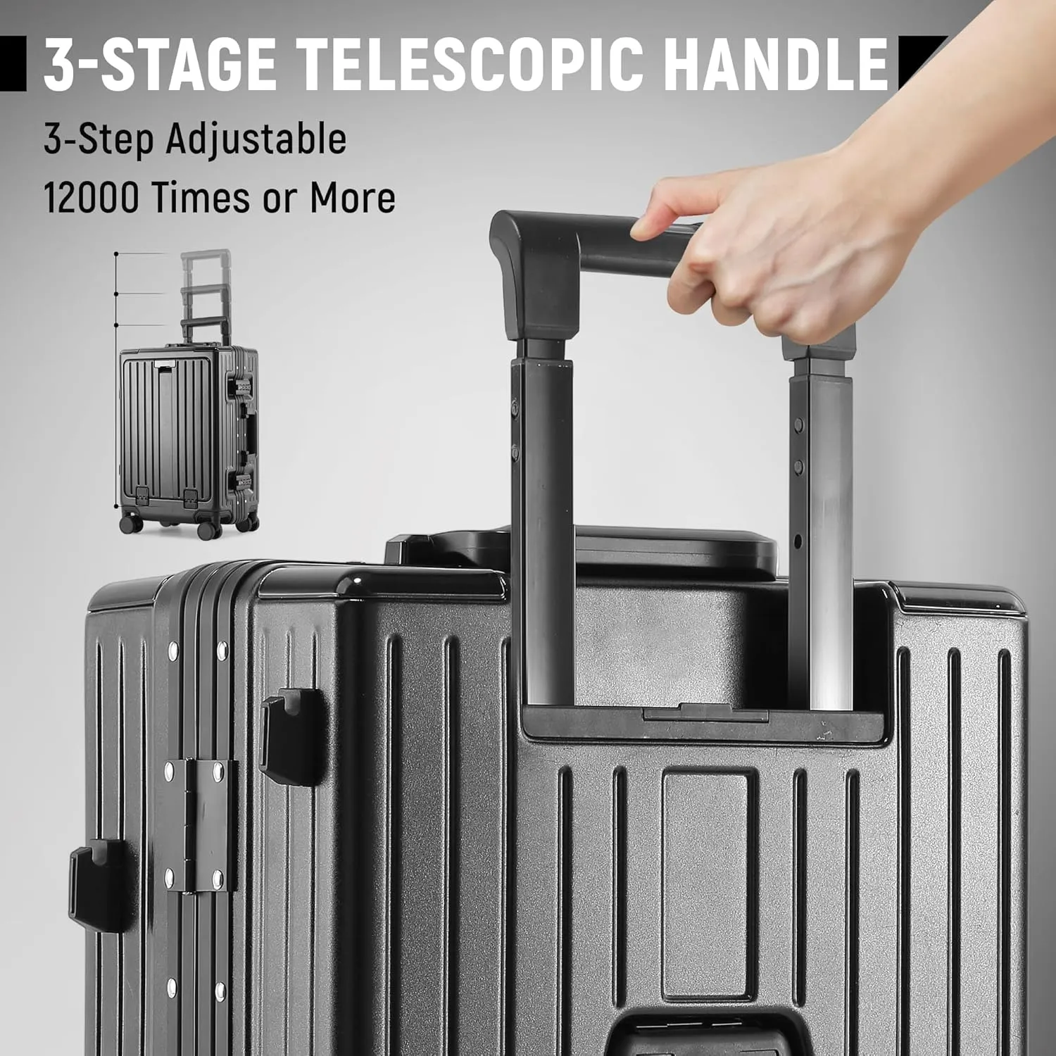 Carry On Luggage 22x14x9 Airline Approved, Zipperless Luggage Carry On with Compartment 20" Hard Shell Suitcases, ABS Aluminum Carry On Suitcases with Spinner Wheels, TSA Lock 37L