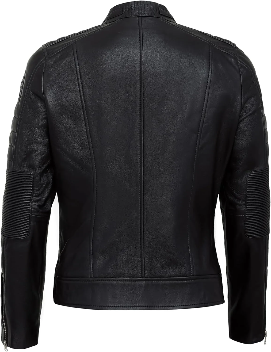 Casual Outerwear Real Lambskin Motorcycle Jackets Womens- Classic Biker Style Stand Collar Leather Jacket Women