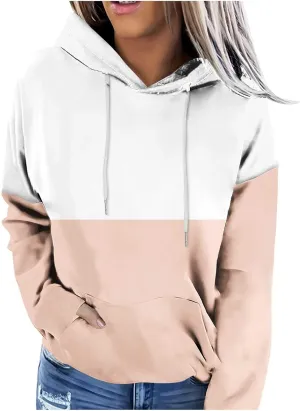 Color Block Hoodies For Women Trendy 2024 Teen Girls Fall Outfits Casual Long Sleeve Hooded Pullover Sweatshirts