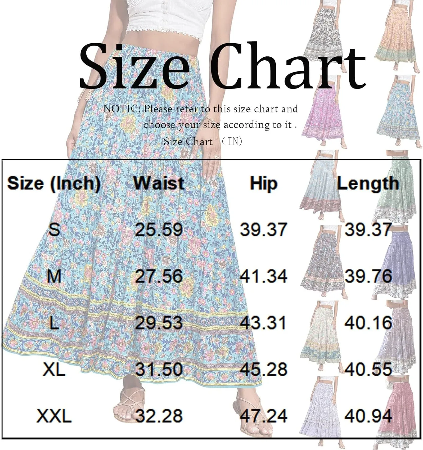 COTECRAM Maxi Skirts for Women 2025 Bohemian Long Skirts Pleated Flowy High Waist Casual A Line Floral Printed Summer Skirt