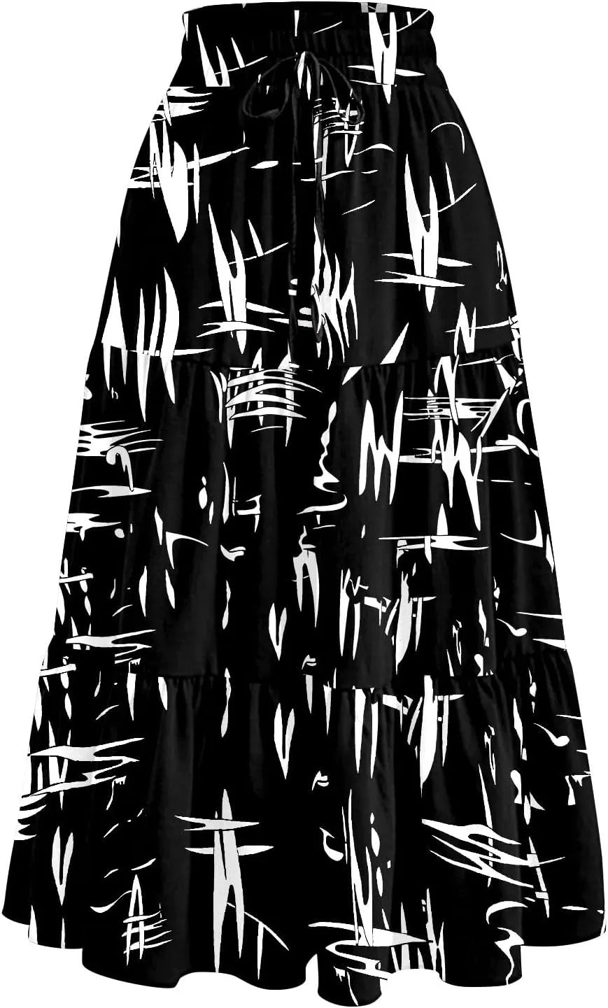 COTECRAM Women's 2025 Bohemian Beach Skirts Flowy High Waist Tiered A Line Midi Skirt Trendy Summer Pleated Long Skirts