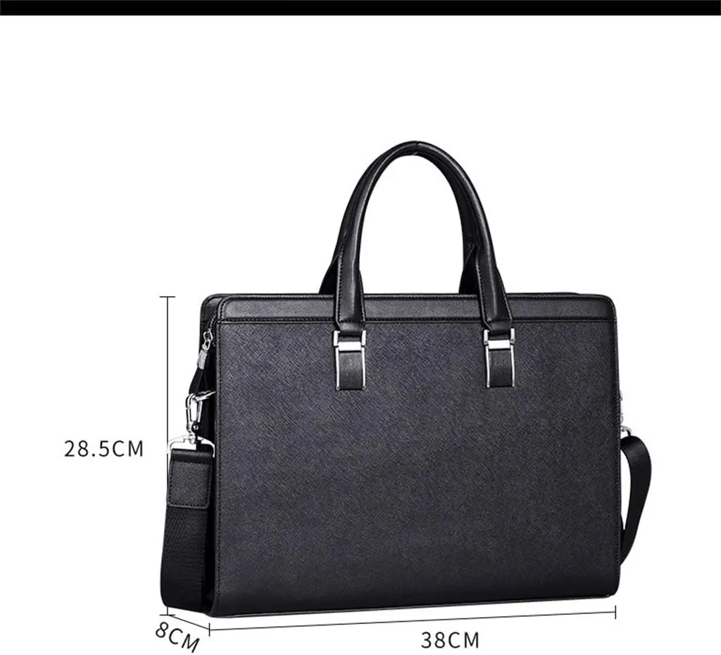 CSCDD Men's Bag Handbag Leather Computer Bag 14 Inch Business Large Capacity Briefcase Gift