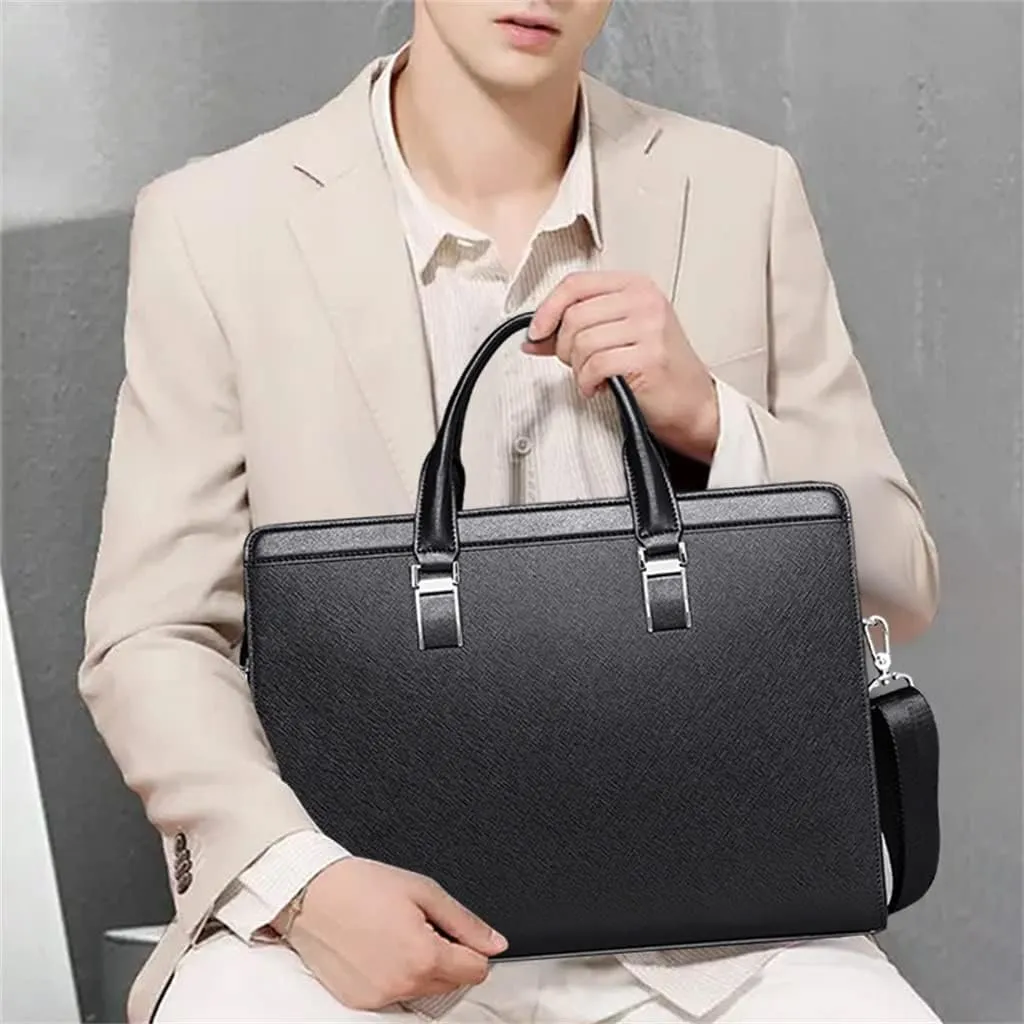 CSCDD Men's Bag Handbag Leather Computer Bag 14 Inch Business Large Capacity Briefcase Gift