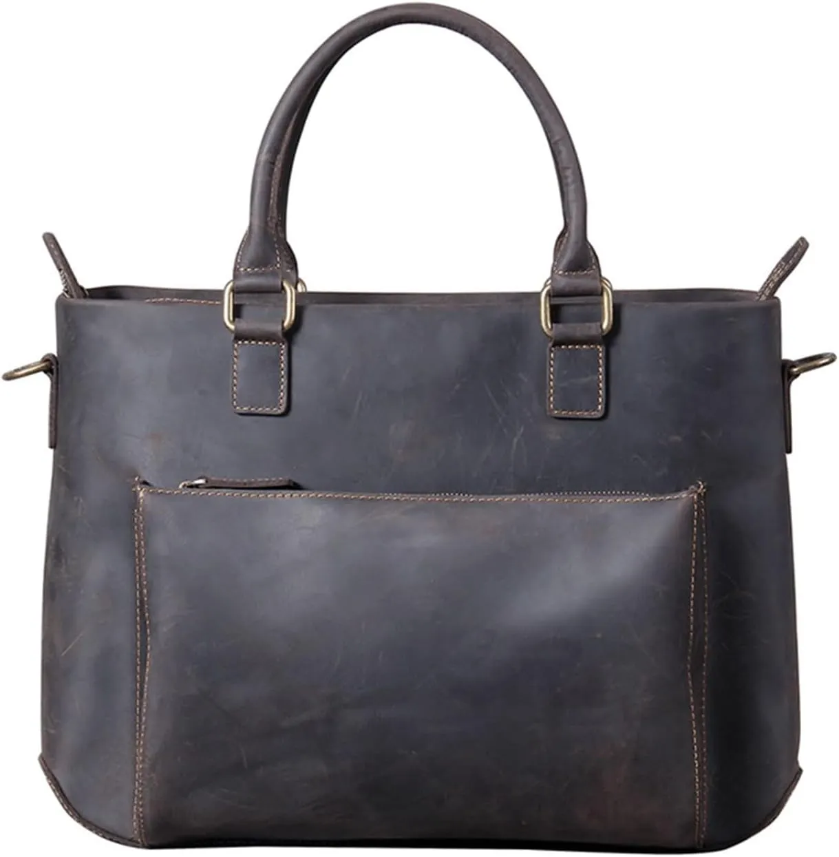 CSCDD Vintage Briefcase Crazy Horse Leather Tote Shoulder Crossbody Bag Outdoor Backpack