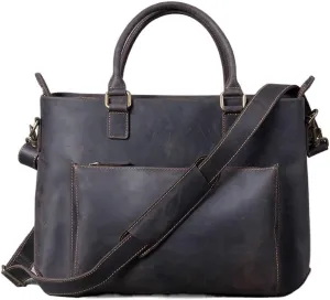 CSCDD Vintage Briefcase Crazy Horse Leather Tote Shoulder Crossbody Bag Outdoor Backpack