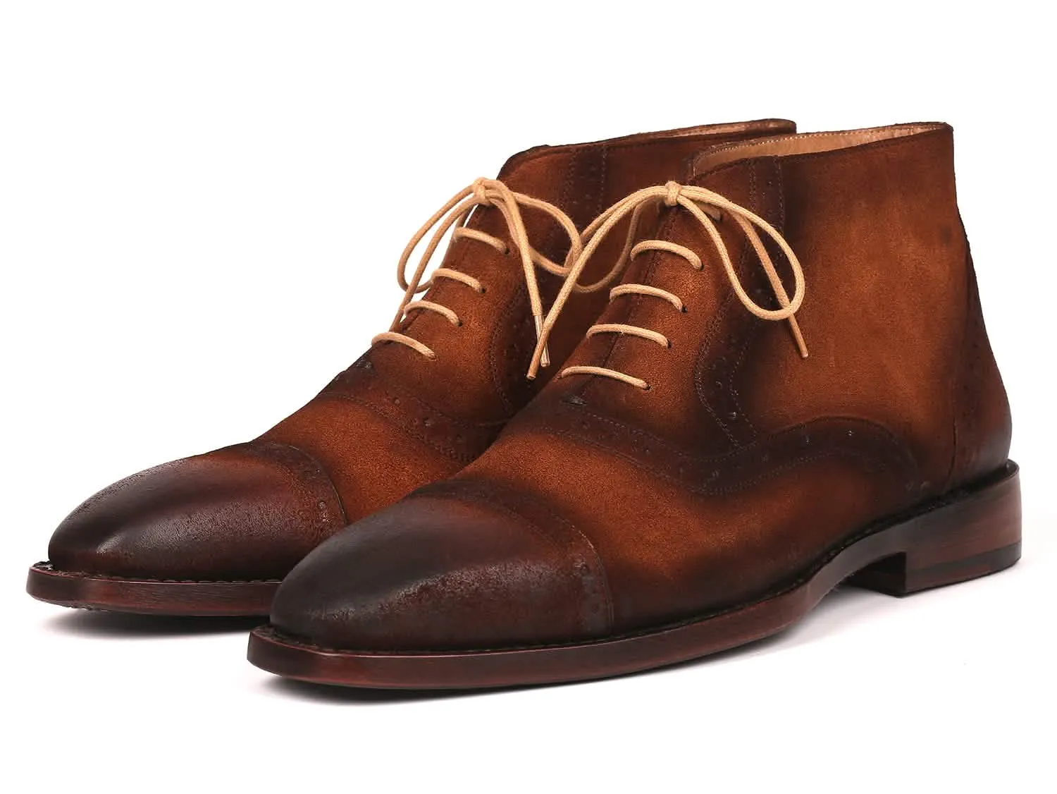 Custom Handmade Brown Suede Cap Toe Ankle Boots by Paul Parkman - Elevate Your Sophistication