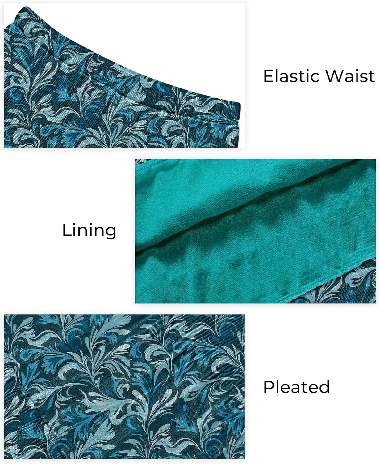 CYiNu Women's Chiffon Elastic High Waist Tiered Pleated Floral Printed A-Line Boho Long Maxi Skirts