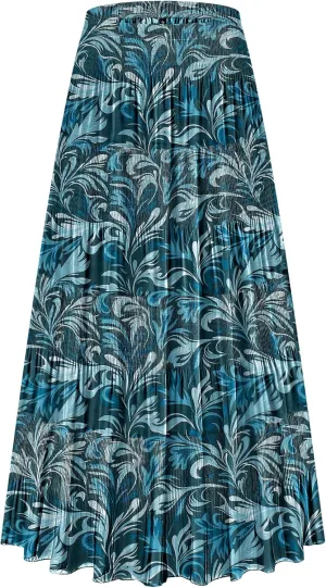 CYiNu Women's Chiffon Elastic High Waist Tiered Pleated Floral Printed A-Line Boho Long Maxi Skirts