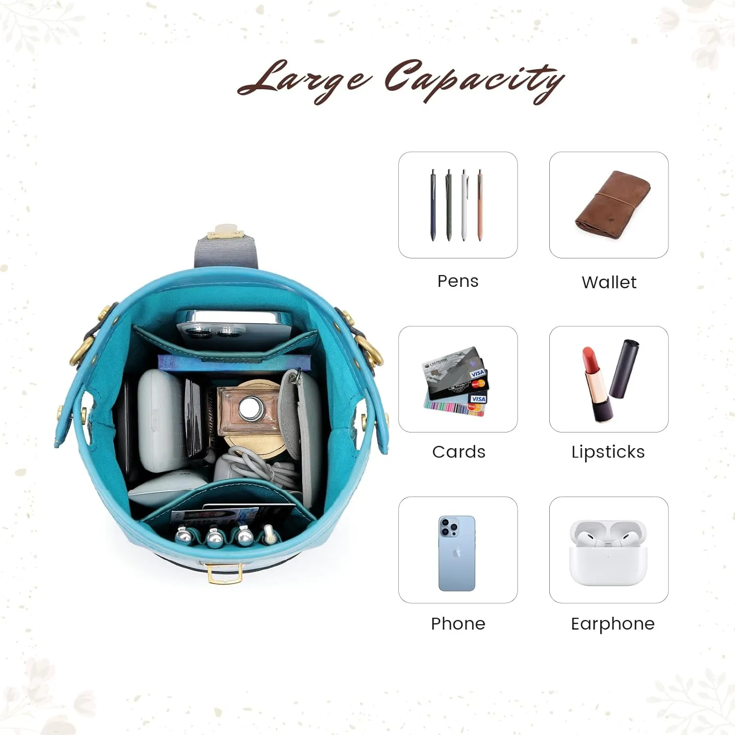 Doctor Bucket Crossbody Handbag | Luxurious and Versatile Bag for Women | Genuine Cowhide Leather