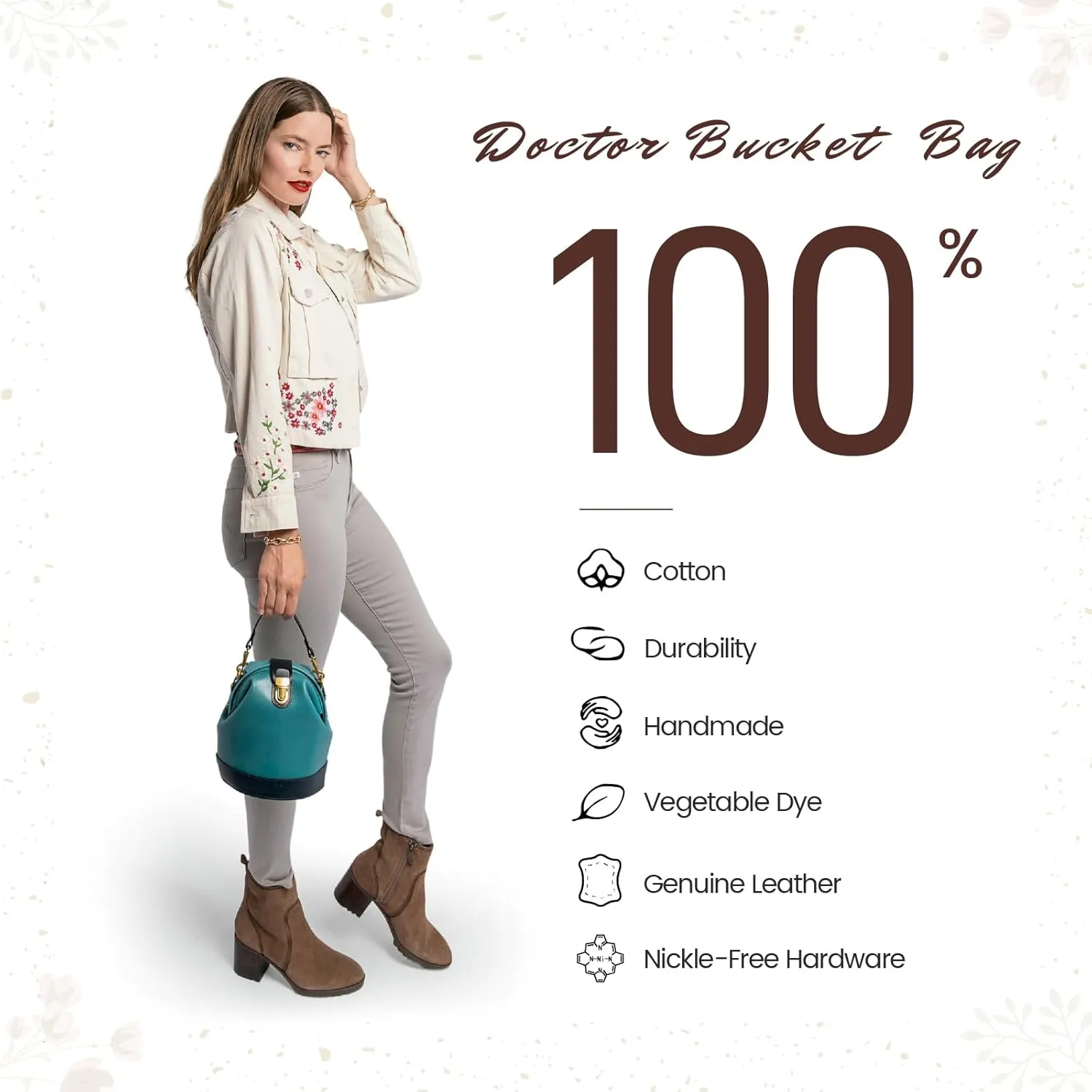 Doctor Bucket Crossbody Handbag | Luxurious and Versatile Bag for Women | Genuine Cowhide Leather