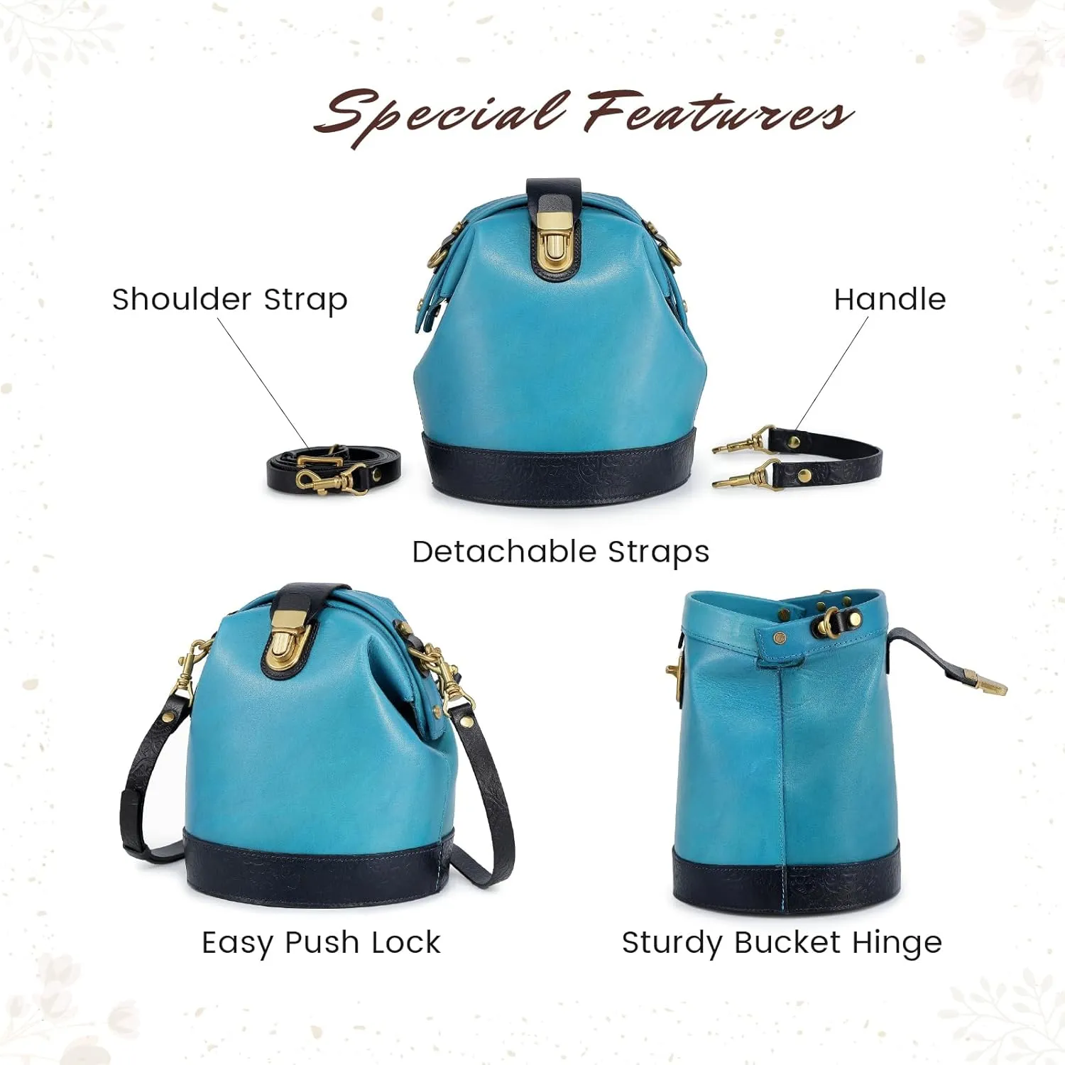 Doctor Bucket Crossbody Handbag | Luxurious and Versatile Bag for Women | Genuine Cowhide Leather