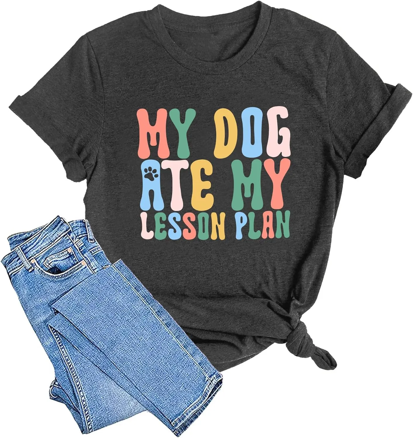 Dog Lover Shirts for Women - Cat Paw Graphic Tee Dog Mom Gifts Girls Heart Tops