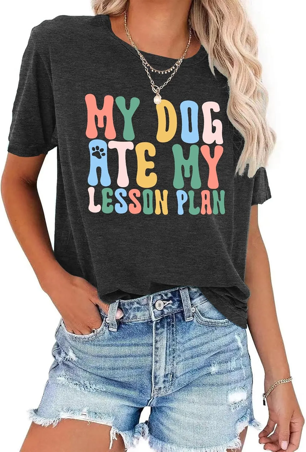 Dog Lover Shirts for Women - Cat Paw Graphic Tee Dog Mom Gifts Girls Heart Tops