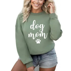 Dog mom Women's Long Sleeve Crewneck Sweatshirt Dog Mama Letter Print Graphic Shirts Pullover Tops