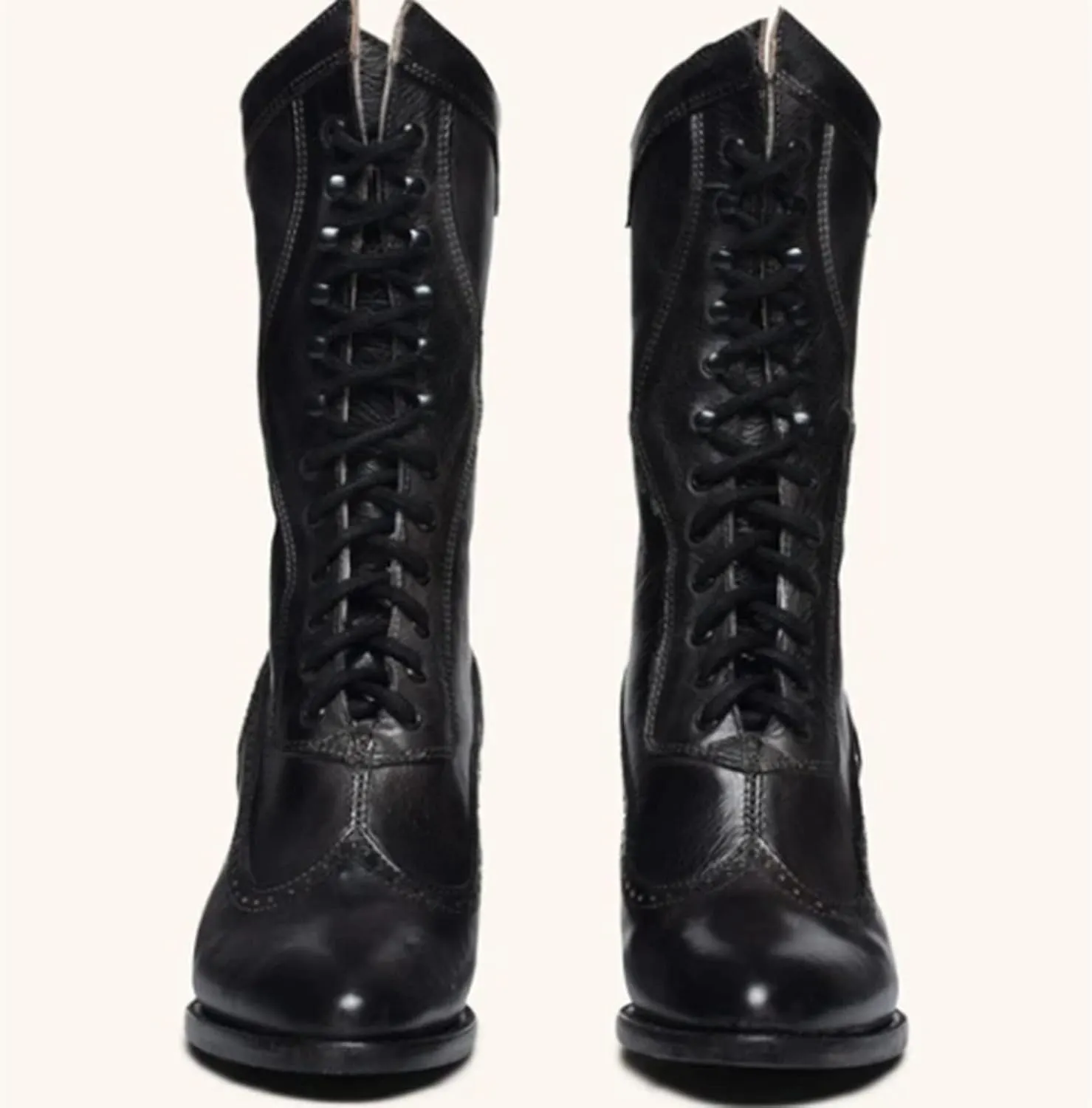 Erocalli Women Wedding Bridal Boots Victorian Boots Renaissance Boots Goth Witch Stuff Boots Lace Up Satin Lace Mid Calf Boot Tango Latin Ballroom Dance Evening Wedding Shoes