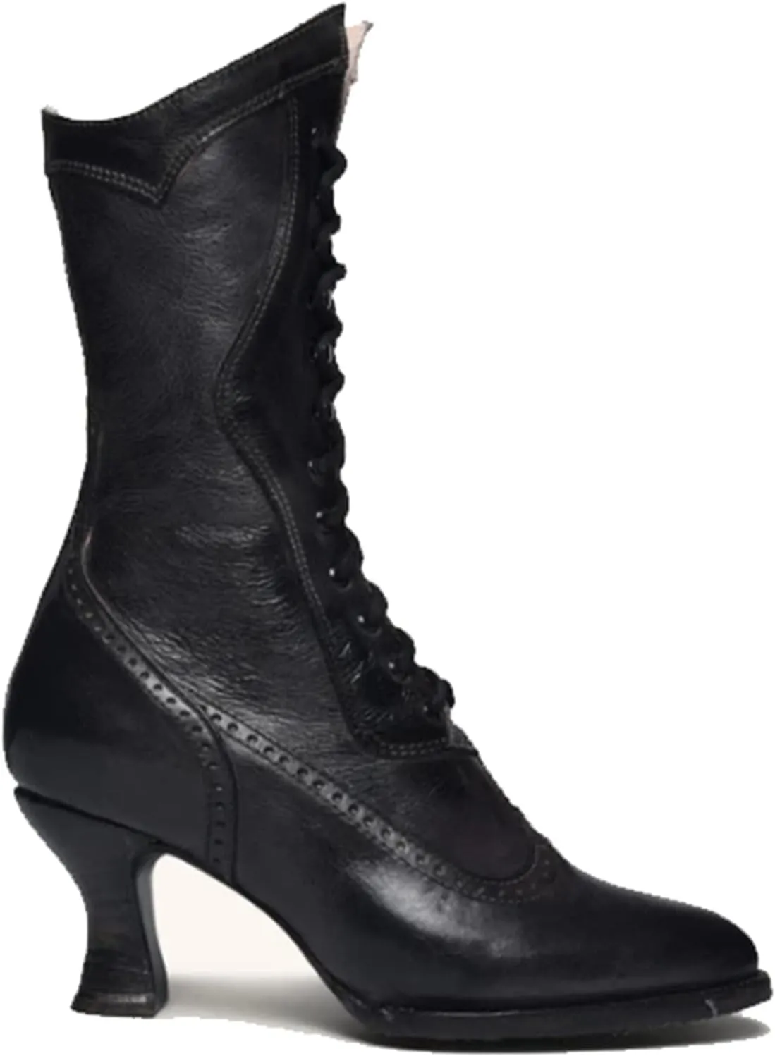 Erocalli Women Wedding Bridal Boots Victorian Boots Renaissance Boots Goth Witch Stuff Boots Lace Up Satin Lace Mid Calf Boot Tango Latin Ballroom Dance Evening Wedding Shoes
