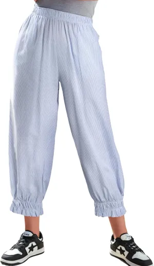 EVALESS Womens Pajama Pants Elastic Waist Lightweight Striped Pjs Lounge Cropped Pants with Pockets