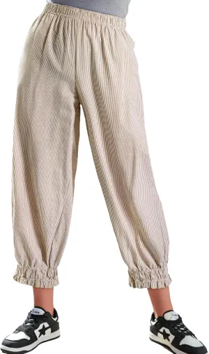 EVALESS Womens Pajama Pants Elastic Waist Lightweight Striped Pjs Lounge Cropped Pants with Pockets
