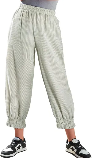 EVALESS Womens Pajama Pants Elastic Waist Lightweight Striped Pjs Lounge Cropped Pants with Pockets