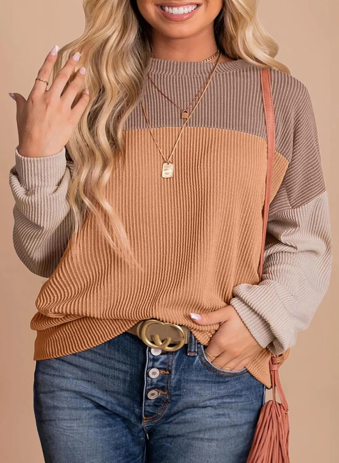 Eytino Plus Size Sweatshirt for Women Striped Colorblock Long Sleeve Crewneck Casual Loose Pullover Shirt Top(1X-5X)