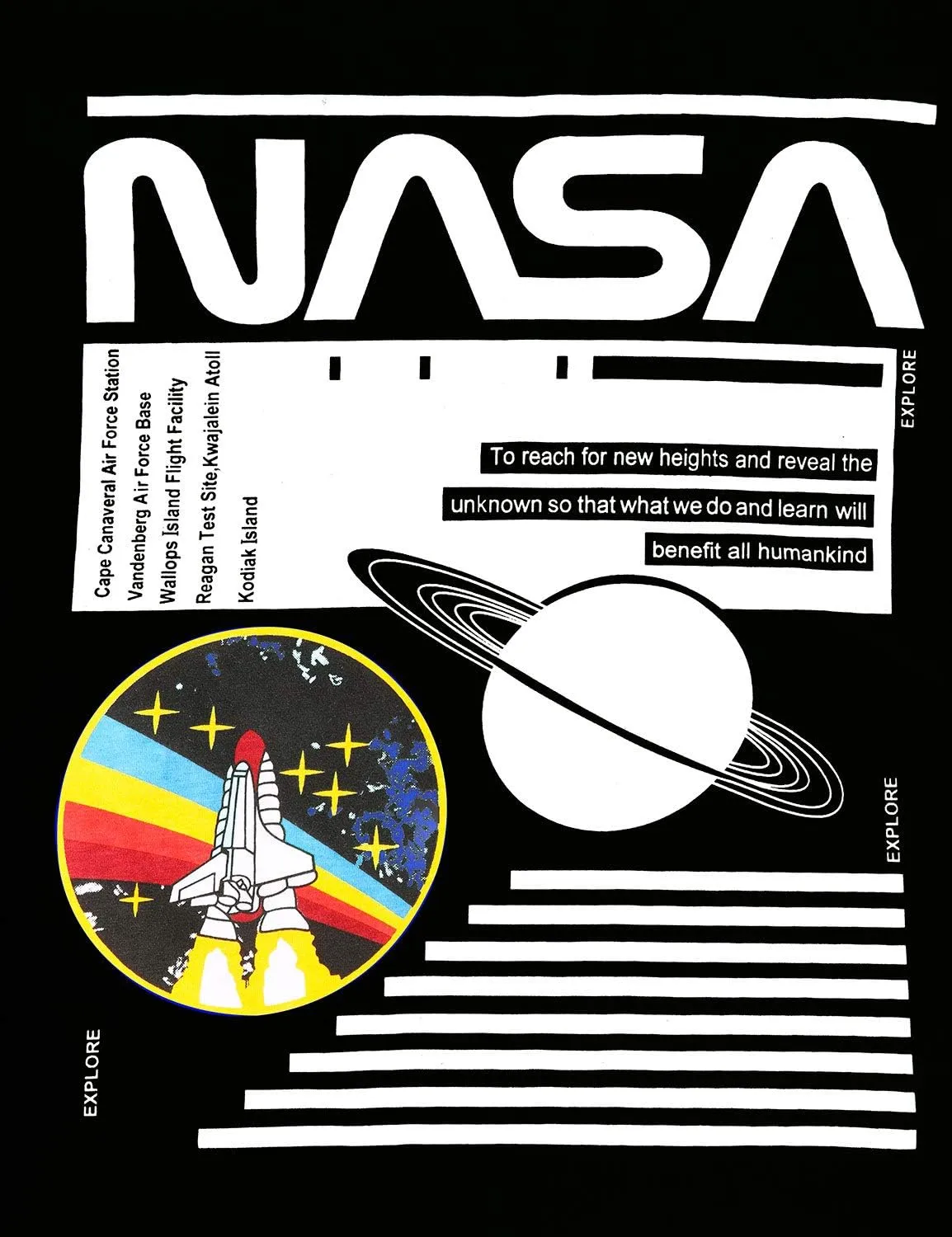 Ezcosplay Crew Neck Long Sleeve NASA T-Shirt Letter Printed Shirt Graphic Tee Tops for Women