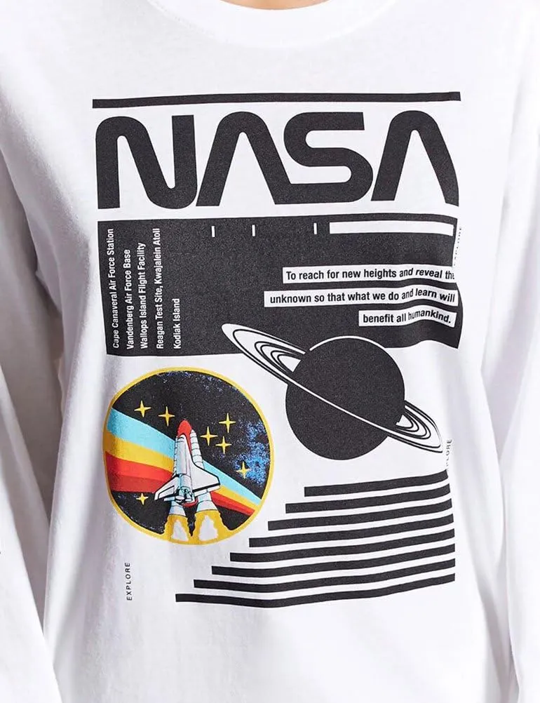 Ezcosplay Crew Neck Long Sleeve NASA T-Shirt Letter Printed Shirt Graphic Tee Tops for Women