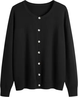 Fall Sweaters for Women Button Down Crew Neck Pullover Cardigan Long Sleeve Casual Outwear Coats 2024 Fall Winter