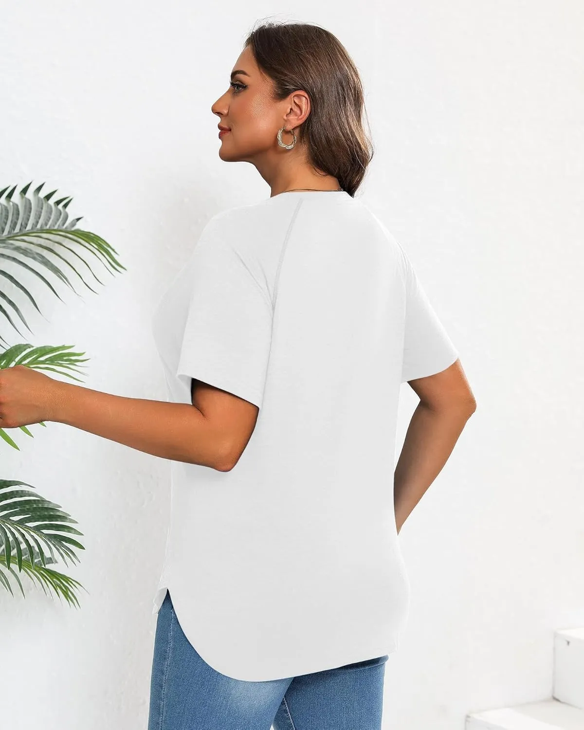Ficerd 3 Pack Plus Size Tops for Women Casual Crewneck Raglan Sleeve Loose Tunic Tee Summer Basic Workout T Shirts XL-5XL