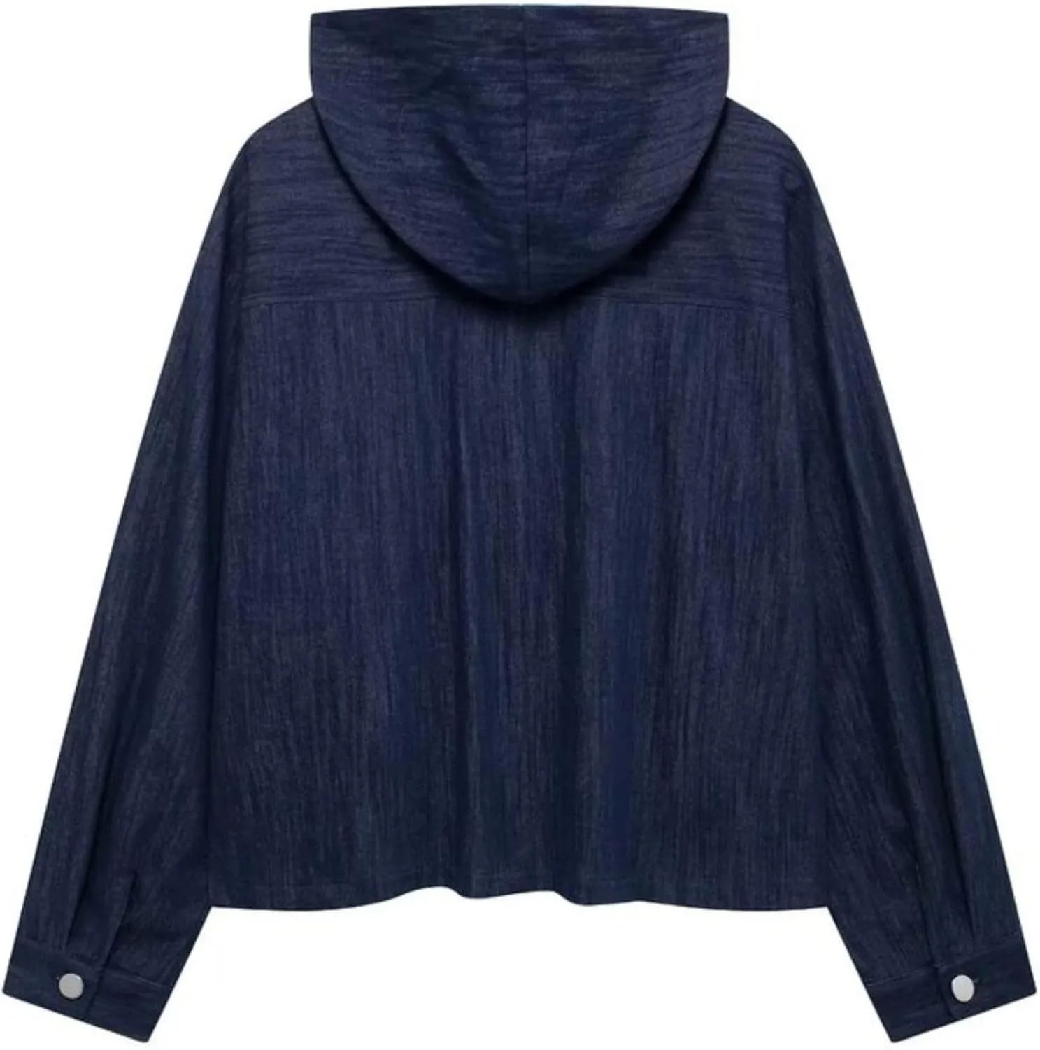 FindThy Womens Denim Hoodie Jacket Casual Long Sleeve Button Down Drawstring Jean Sweatshirts Coat