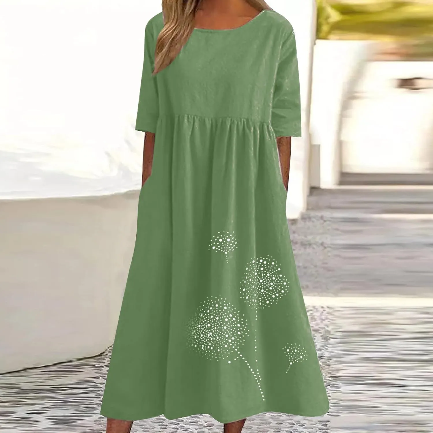 Finelylove Tshirt Dress for Women 2025 Casual Plus Size Summer Midi Boho Dresses Floral Print Loose Flowy Long Sundress