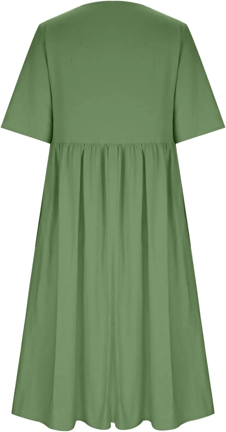 Finelylove Tshirt Dress for Women 2025 Casual Plus Size Summer Midi Boho Dresses Floral Print Loose Flowy Long Sundress