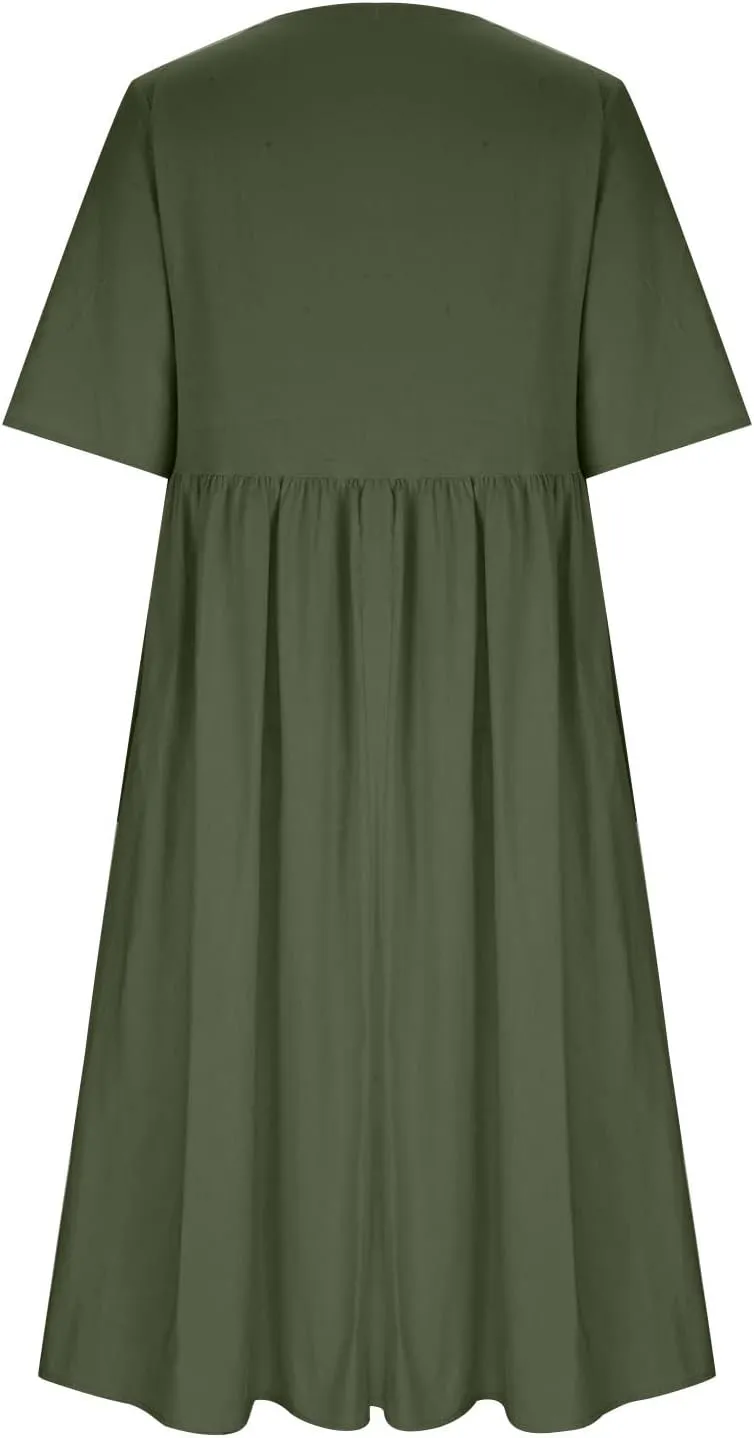 Finelylove Tshirt Dress for Women 2025 Casual Plus Size Summer Midi Boho Dresses Floral Print Loose Flowy Long Sundress