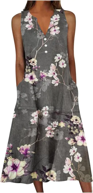 Finelylove Womens Summer Maxi Dresses 2025 Trendy Flowy A Line Beach Floral Plus Size Sundress Loose Fit Boho Long Dress