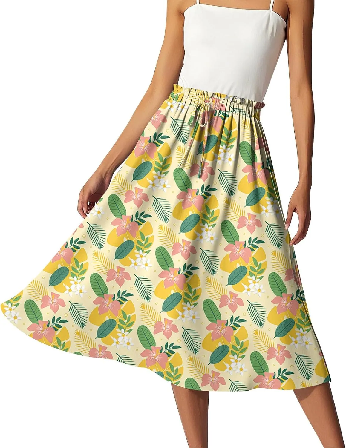 Floral Maxi Skirt for Women High Waist A-Line Bohemian Long Skirt Summer Style