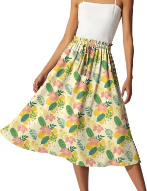 Floral Maxi Skirt for Women High Waist A-Line Bohemian Long Skirt Summer Style