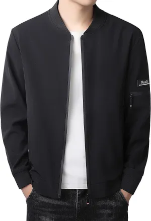 FoxQ Men's Bomber Jacket Lightweight, Slim Fit Sportswear Daily Casual Style with a Sporty Edge