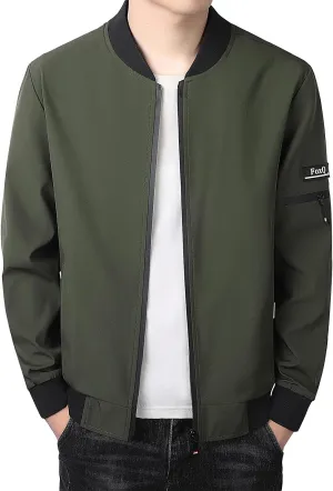 FoxQ Men's Bomber Jacket Lightweight, Slim Fit Sportswear Daily Casual Style with a Sporty Edge