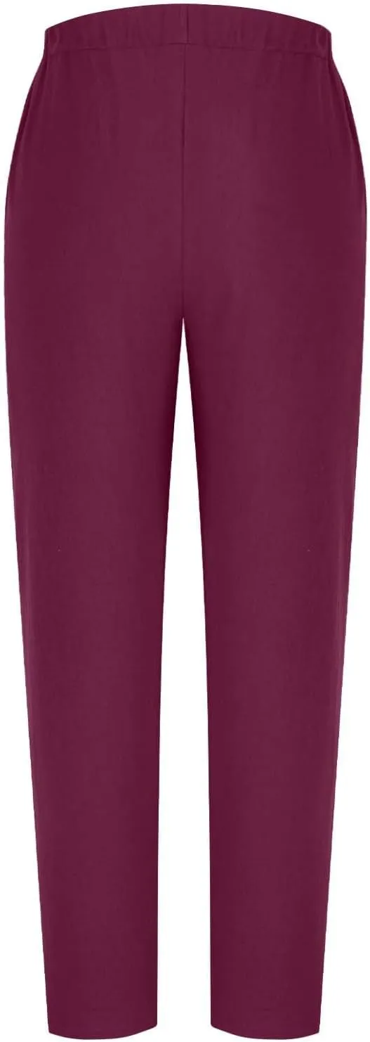 FZYLQY Linen Pants for Women 2025 High Waisted Wide Leg Trousers Trendy Striped Side Button Elastic Waist Summer Gauze Pants