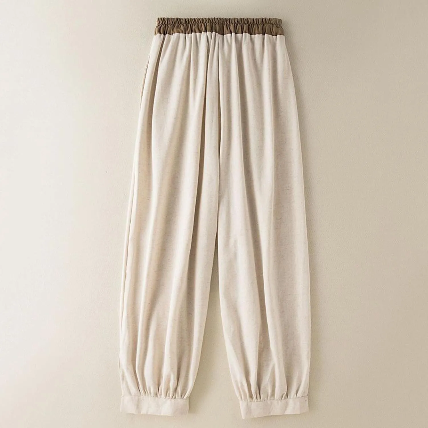 FZYLQY Linen Pants for Women Summer 2025 Casual Elastic Waist Trousers Relax Fit Comfy Palazzo Wide Leg Pants Sweatpants