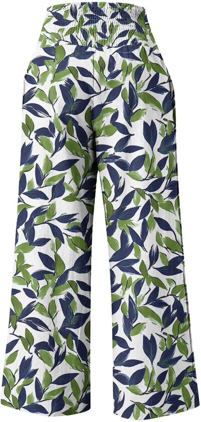 FZYLQY Wide Leg Pants for Women Dressy Button High Waisted Business Pants Summer Casual Work Beach Pants Trousers with Pocket
