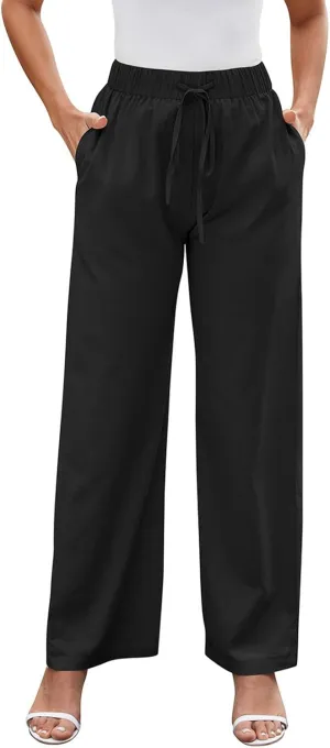 FZYLQY Women's Wide Leg Pants High Elastic Waisted Business Work Trousers Long Straight 2025 Summer Short Pants for Ladies
