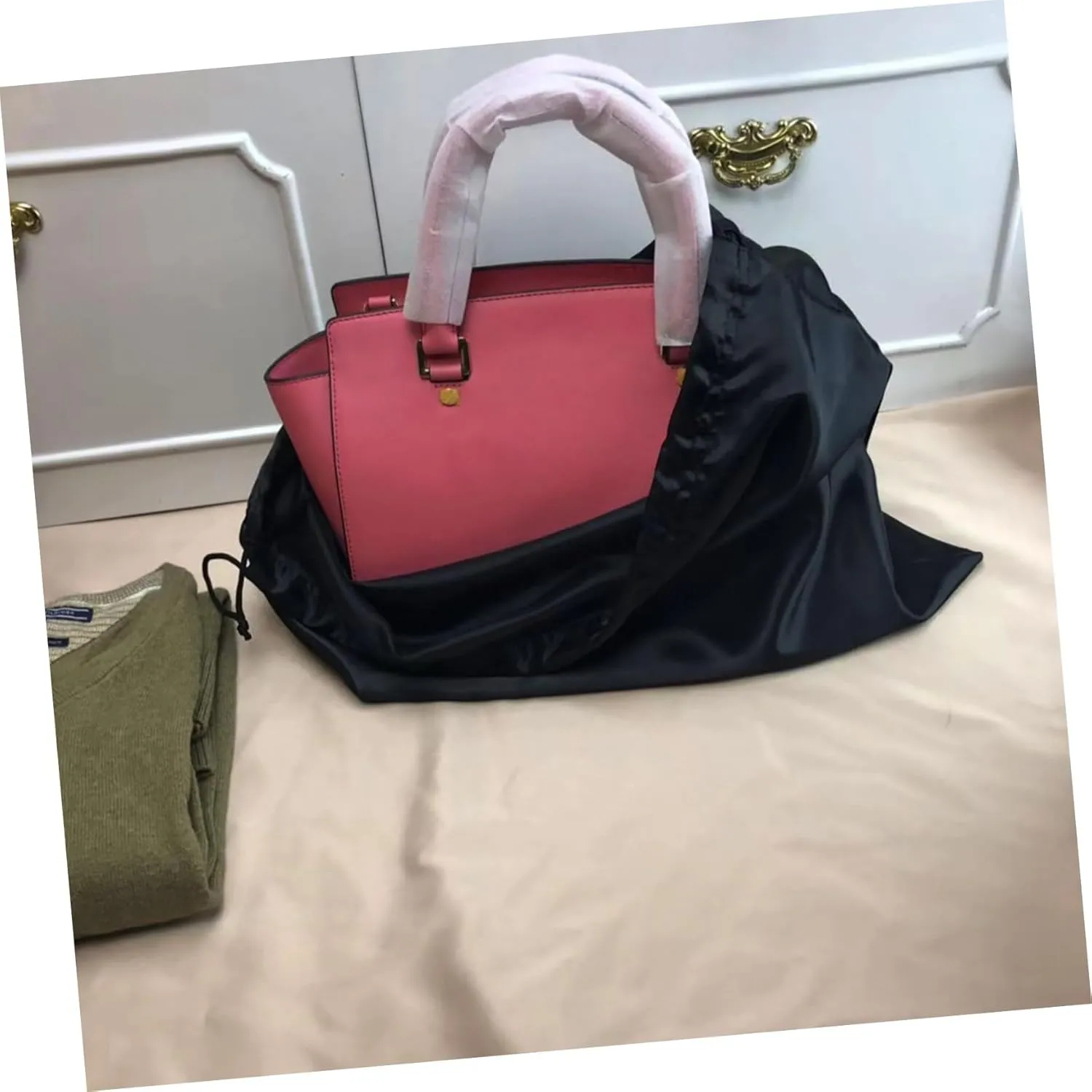 GALPADA 2sets Space-saving Storage Bag Mesh Drawstring Elegant Finishing Bag for Household 2pcs*2