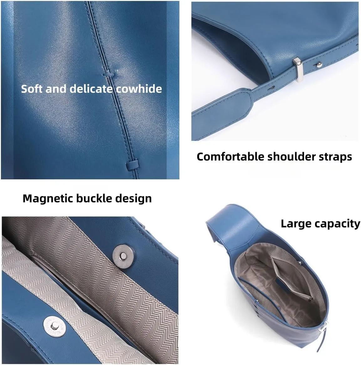 Genuine Leather Totes Hobo Shoulder Crossbody Bag Handbag for Women Large Capacity Commuting Underarm Bag Versatile Chic